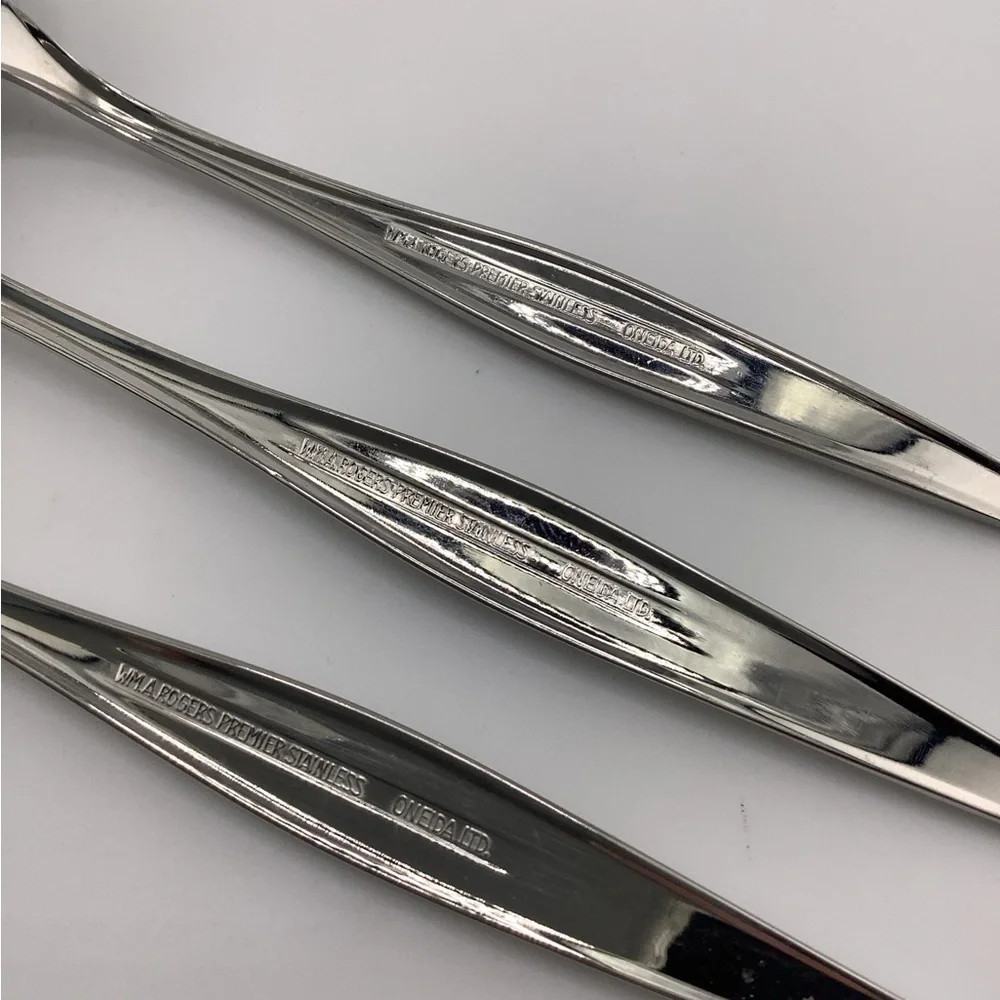 Oneida Rogers Premier Stainless “Windrift” 2 Soup Spoons, 1 Teaspoon